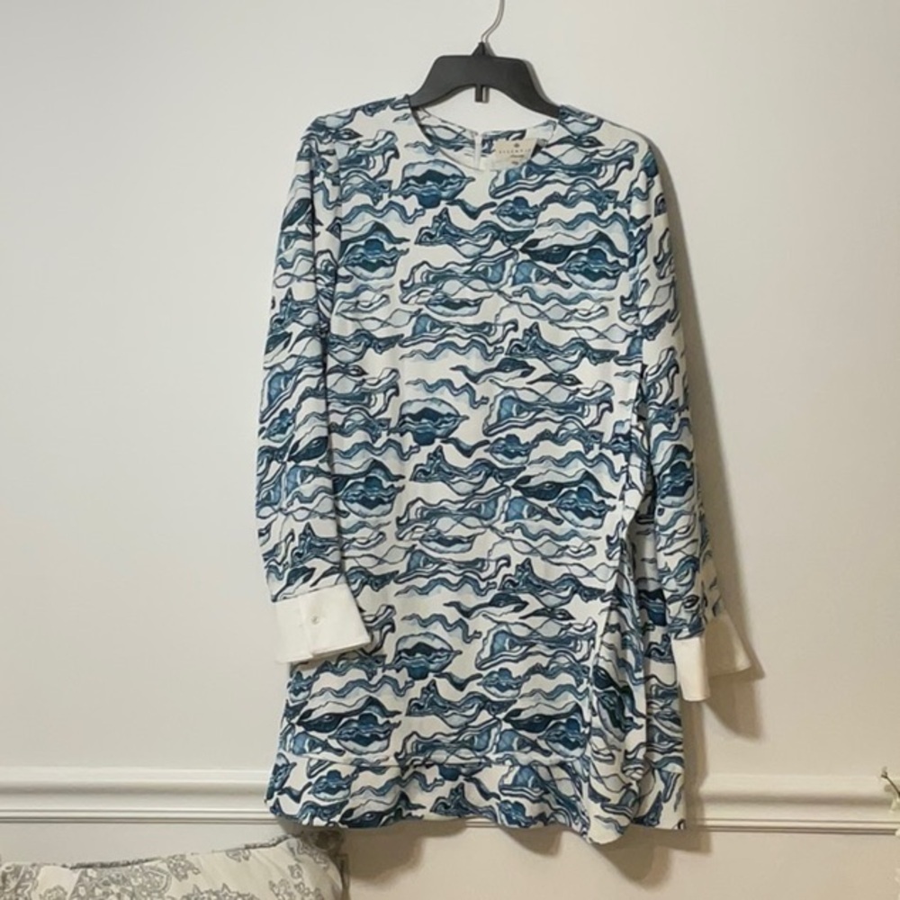 Blue and White Patterned Mini Dress